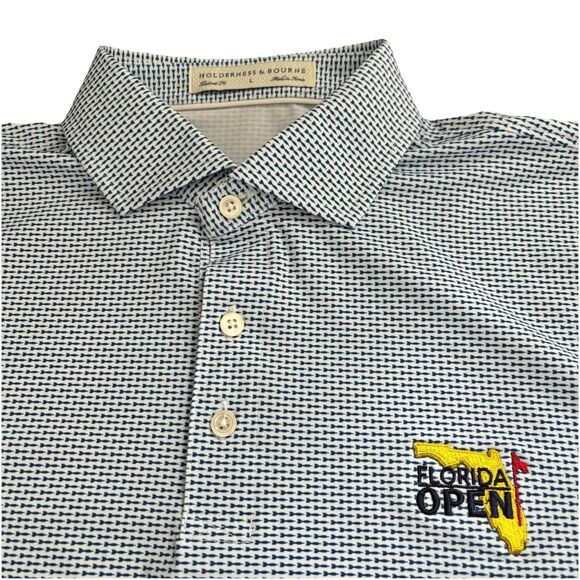 Holderness & Bourne Duncan Shirt "throwing dart" DryLuxe Performance Golf Polo L - Picture 6 of 8
